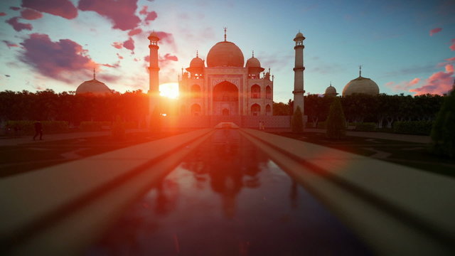 aj Mahal beautiful sunset, camera fly