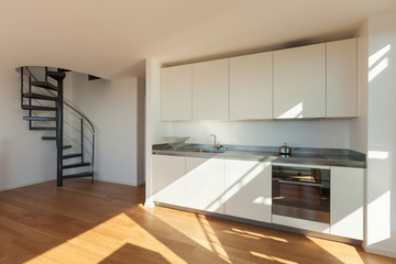 Interior, white domestic kitchen