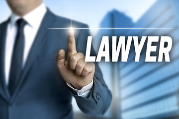 lawyer touchscreen is operated by businessman