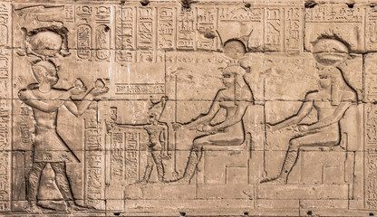 Fototapeta premium Wall of the temple of Hathor at Dendera