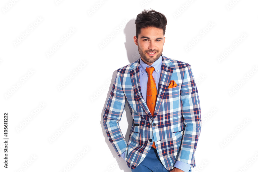 Canvas Prints man in plaid jacket looking at the camera