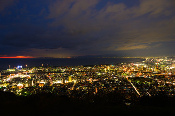 Naklejka premium Night scene of Numazu city in Shizuoka, Japan