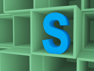 3d open boxes with Letter S