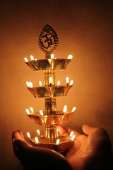 Fototapeta na wymiar beautiful traditional indian lamp, festival concept