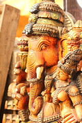 Lord Ganesha statue with goddess Ridhi Siddhi, pray concept