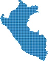 Blue square shape Peru map on white background. Vector illustration.