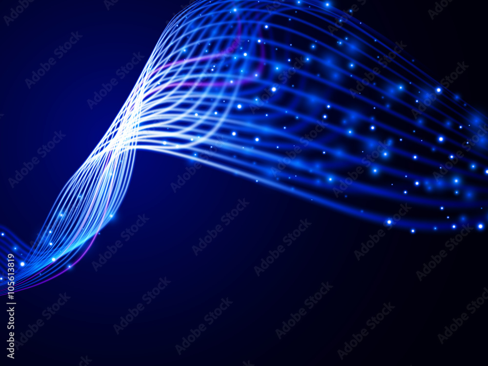 Poster blue glowing waves. abstract vector background for text and message design