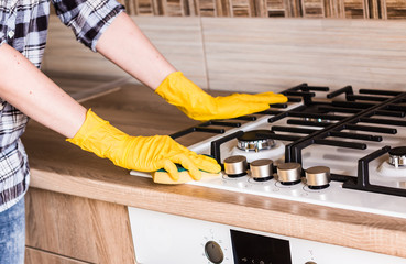 housework - cleaning the kitchen.