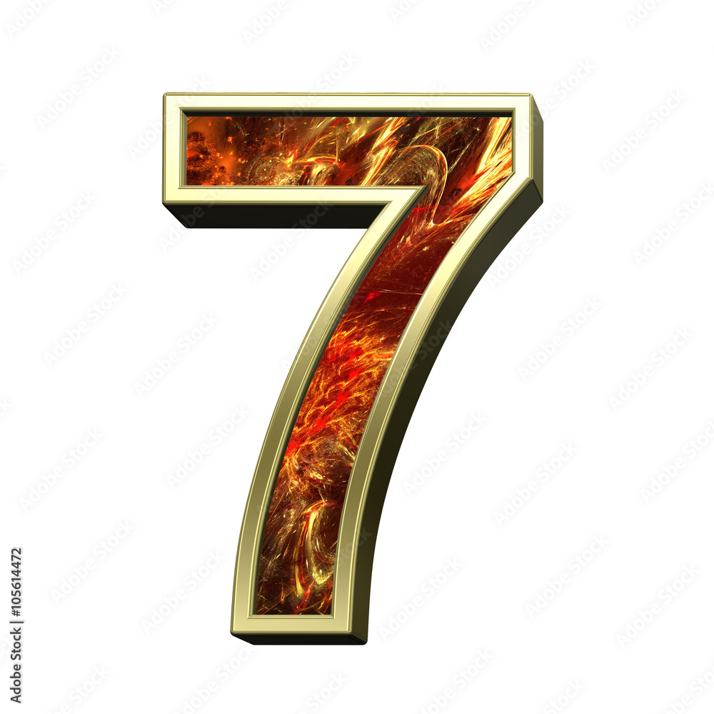 Fototapete number from fire alphabet set isolated over white. computer generated 3d photo rendering.