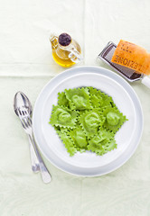 classic homemade Italian tortellini with spinach and ricotta, sp