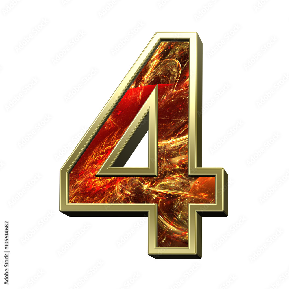 Fototapete number from fire alphabet set isolated over white. computer generated 3d photo rendering.