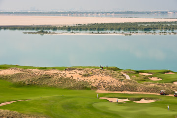 Obraz premium golf resort with the scenery of the sea