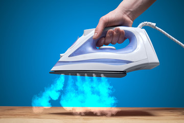 included iron on a wooden board