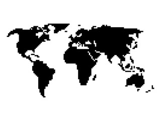 Pixel style map of world