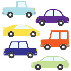 Set of vector cartoon cars