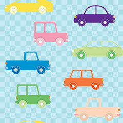 Colorful cars seamless pattern