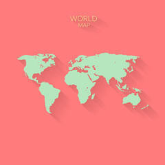 Abstract vector world map background with flat design.
