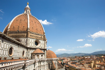Fototapeta na wymiar Dramatic View of the Cathedral of Santa Maria del Fiore in Florence, Italy