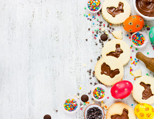 Naklejka premium Easter treats for kids concept background