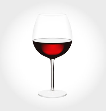 Realistic glass of red wine in vector.