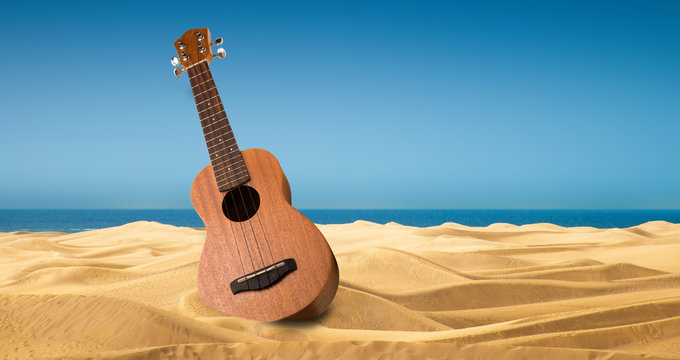 ukulele sulla spiaggia