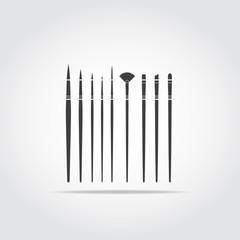 Simple black icons. Set of different small art brushes.