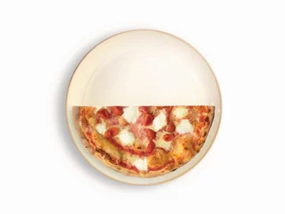 Crédence de cuisine en verre imprimé Pizzeria pizza et assiette isolées