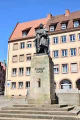 Fototapeta na wymiar Monument to the Renaissance artist Albrecht Dürer in the city of Nuremberg, Bavaria, Germany