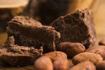Chopped chocolate with cacao