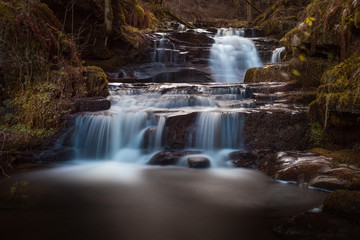 Fototapeta na wymiar Lower Blaen y Glyn Falls One of a string of Waterfalls near the Blaen y Glyn forest, Brecon Beacons