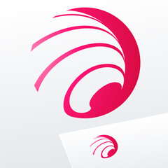 Abstract vector sign in sphere shape. Logotype for Media, Fashion, Cosmetics