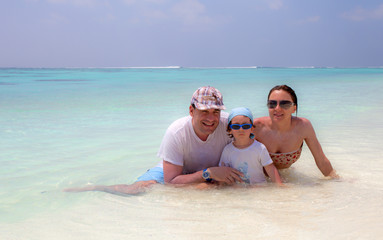 Famiglia alle Maldive