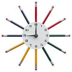 Funny clock with color pencils