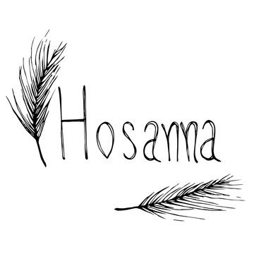 Hosanna with plam leaf hand drawn illustration Stock Illustration | Adobe  Stock