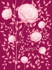 Seamless pattern with pink camellias