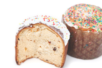 Two Easter cake on white background