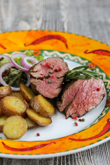 Beef steak  with baked potatoes