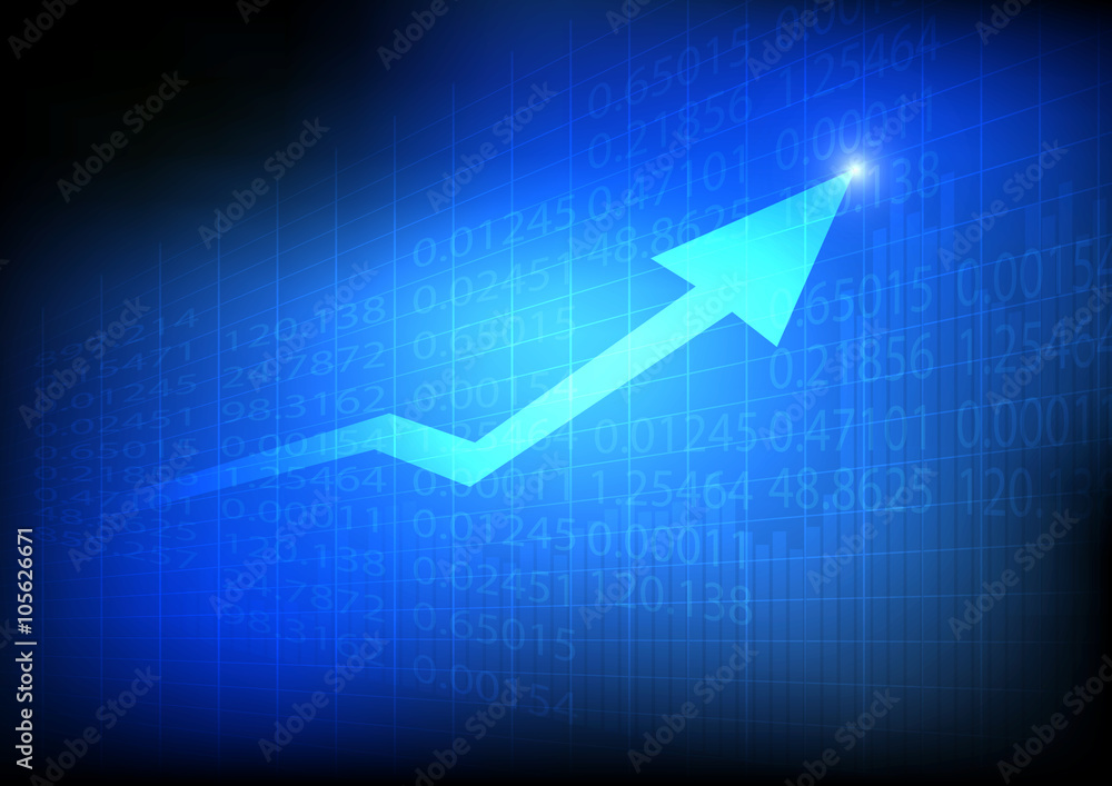 Poster vector : stock board with arrow and graph on business background