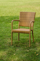 Rattan chair in the garden