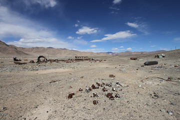 Industrial waste in Pamiri landscape 