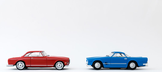 Fototapeta premium Red and Blue Classic Retro Luxury Sports Cars.