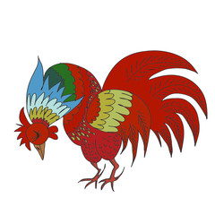 Hand drawn vector background with rooster. 2017 is the year of Red Fire Chicken on Chinese zodiac. Can use them for greeting card, prints, calendar, poster, wall paper, wrapping.