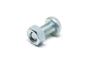 Nut, screw on a white background.