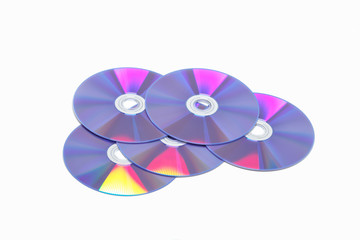 Disk DVD CD on white background.