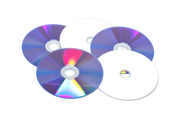 Disk DVD CD on white background.