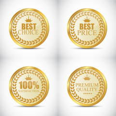 Gold Quality Label Set Vector Illustration