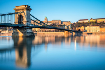 Budapest Castle and famous Chain Bridge in Budapest