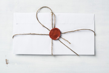 Letter with seal on table