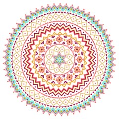 Vector mandala background with bohemian, Oriental, Indian, Arabic, Aztec motifs.Bright colorful geometric round decorative element for your design.