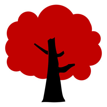 Red Tree Icon On White Background